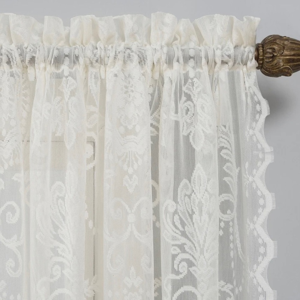 No. 918 Ariella Floral Lace Rod Pocket Curtain Panel, 2 Panels 58X84